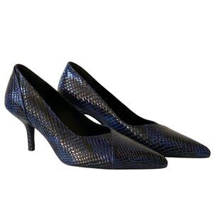 Anine Bing Python Devon Pumps Blue size EU 36 US 6 black snake leather 3" heel